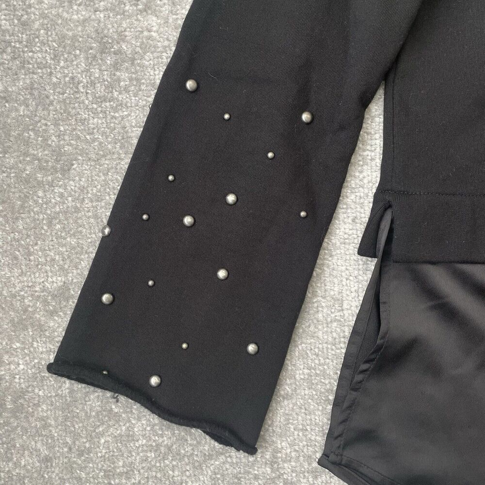 Grey State Hoodie Womens 1 (Size Small) Black Studded Sleeves Hooded Sweatshirt - Picture 3 of 10